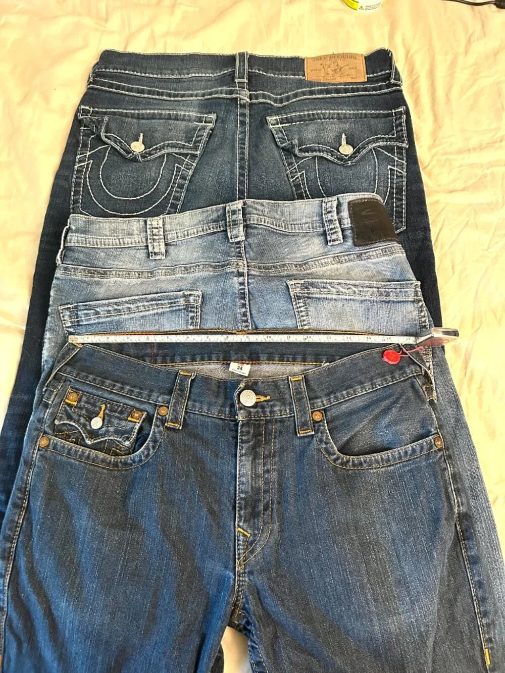 Lot Of 3 Different Pair Of True Religion And Silver Mens Jeans